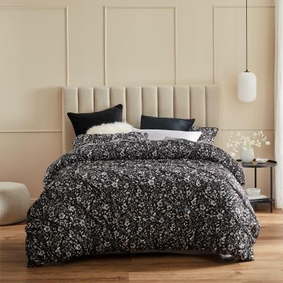 Platinum Leisel Black Printed Quilt Cover Set With Textured Detail | Double Bed | Black